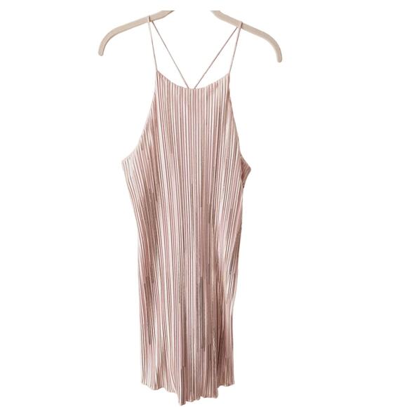NWT The Impeccable Pig Champagne Pink Silver Plisse Slip Dress Shimmer Size S - Picture 1 of 10